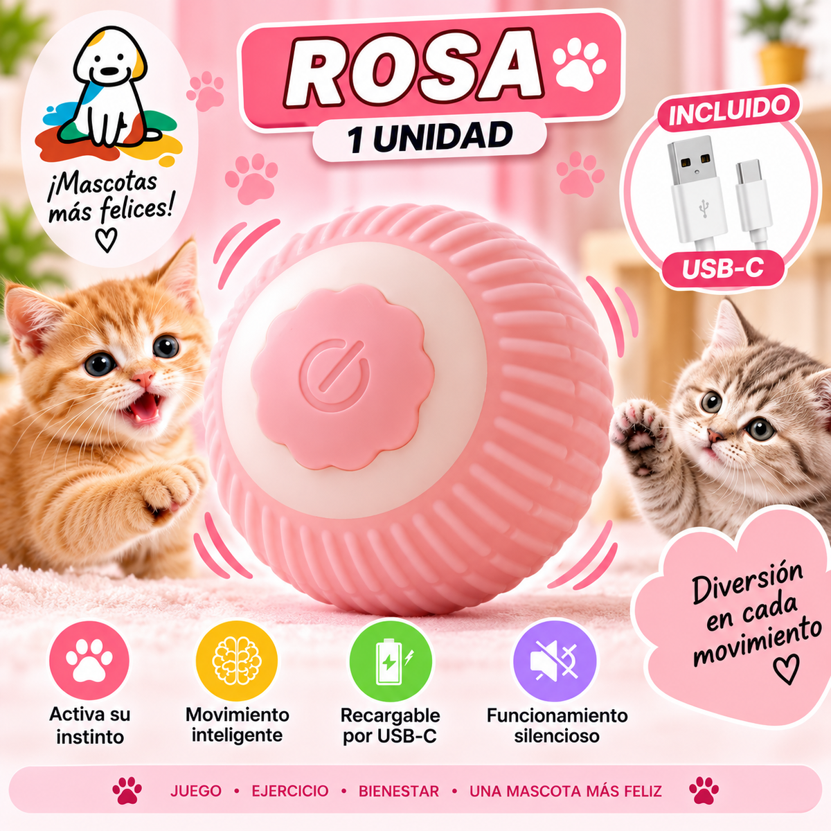 MichiBall™ | Pelota Interactiva para Gatos