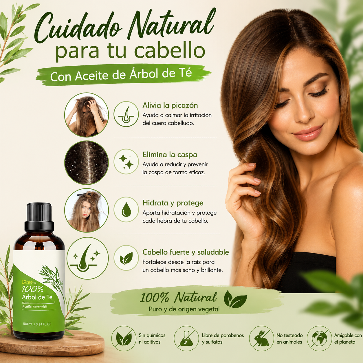 Aceite De Árbol De Té 100% Natural,100 ML Aceite Esenciale-Aceite De Acné,Tea Tree Oil Puro, Perfumado,Tratamiento Antiacné Contra La Piel Y Cara Con Imperfecciones.
